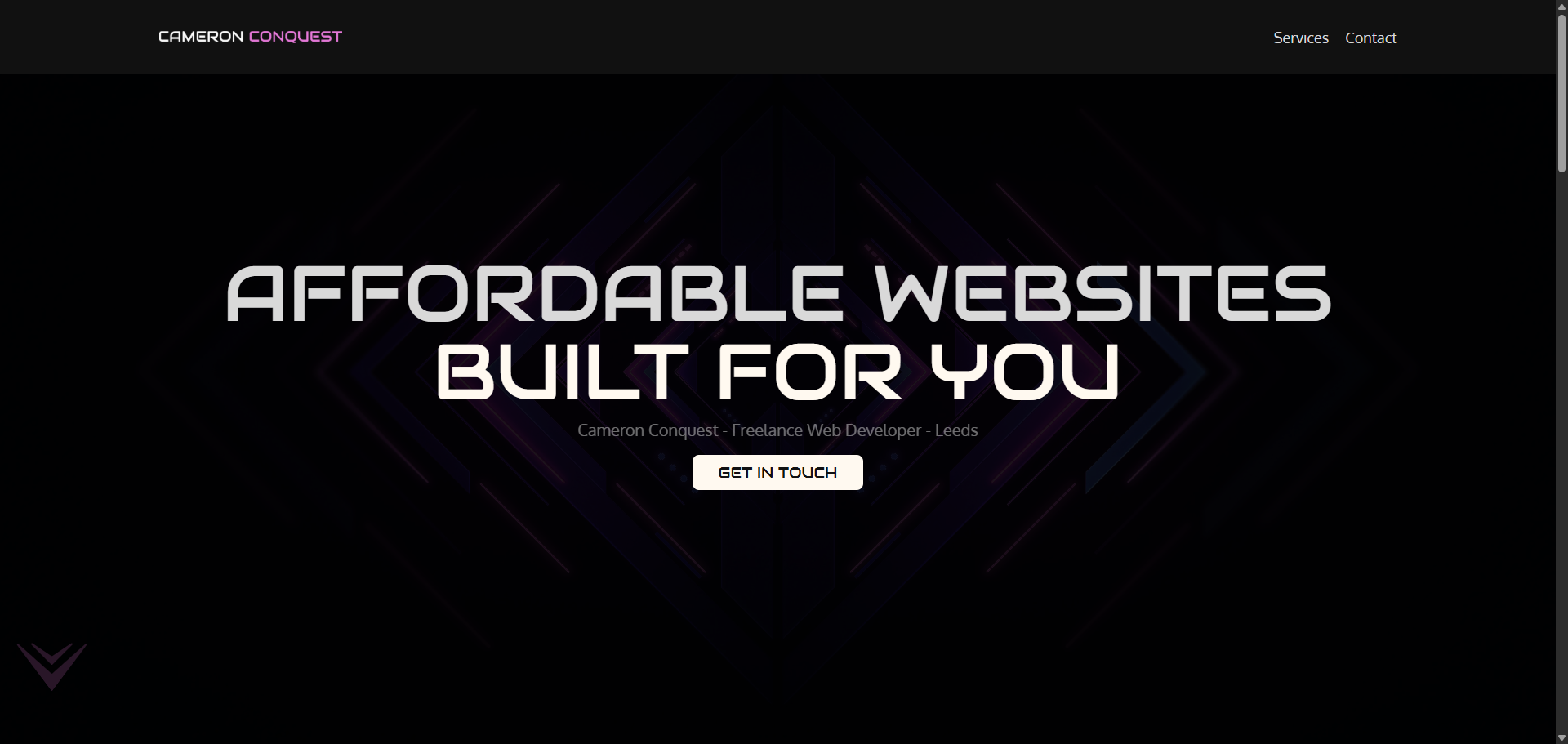 Hero section from the previous portfolio design